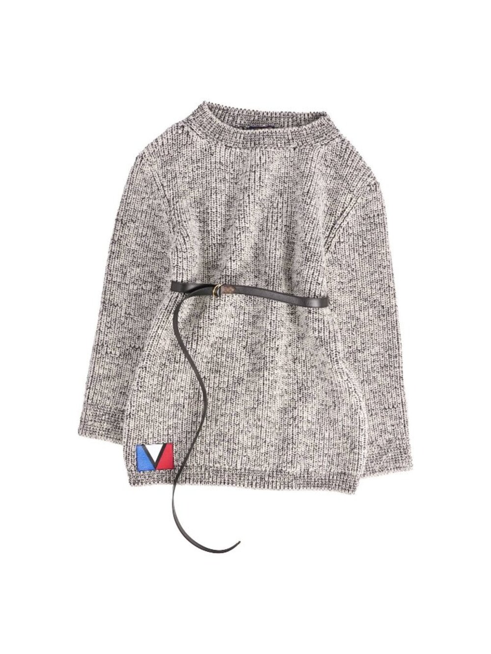 Louis Vuitton Knit Sweater Dress with Belt Long Sleeve Top Wool Gray S
